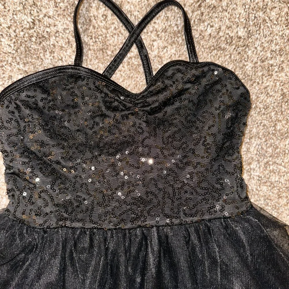 Balera Performance Sequin Skirted Leotard ballet Dance Costume SC Black 6 6X